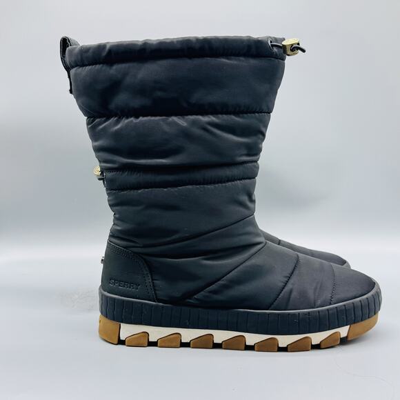 Sperry Boots Womens Size 8 Black Winter Waterproof Quilted Insulated Snow - Picture 1 of 10
